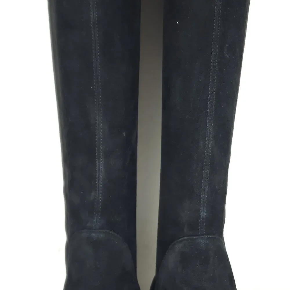 Stuart Weitzman Women's Lilene US 9 Black Suede Stretch Pull On Knee High Boots